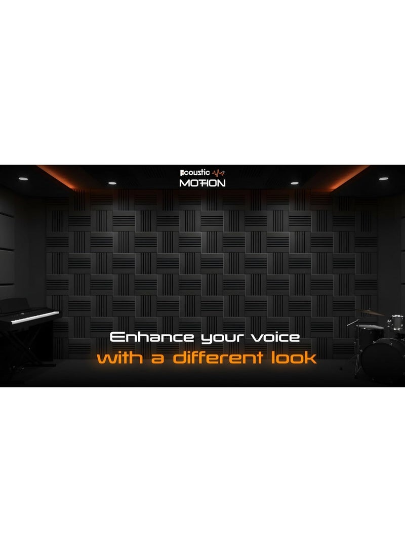 ACOUSTIC MOTION Acoustic Foam Panels, Sound Proof 2x1 design Panel With Self-Adhesive Set Of 12 piece 5x30x30Cm Dark Grey, basic for studio,home,recording and Acoustic Room Treatment - Image 5