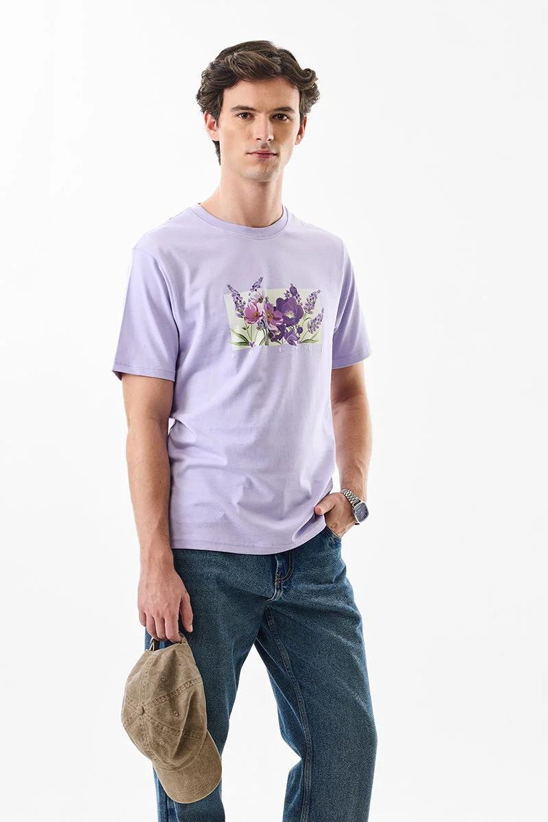 سنيتش تيشيرت قطني % بنقشة زهور بقصة عادية