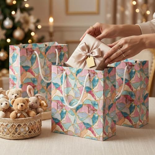 Untumble Paper Gift Bags (12 Pcs, 8.5x7x3.5 Inch) Crystal Charm Printed Medium Size - Return Gifts Paper Bag for Birthday, Baby shower, House Warming, Wedding Gifts - Goodie Bags & Favour Bag - Image 1