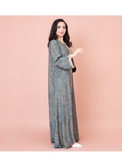 اكسا جلابية عصرية منقوشة ومطرزة IK1032 رمادي  - Image 3