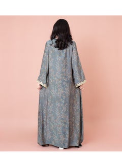 اكسا جلابية عصرية منقوشة ومطرزة IK1032 رمادي  - Image 4