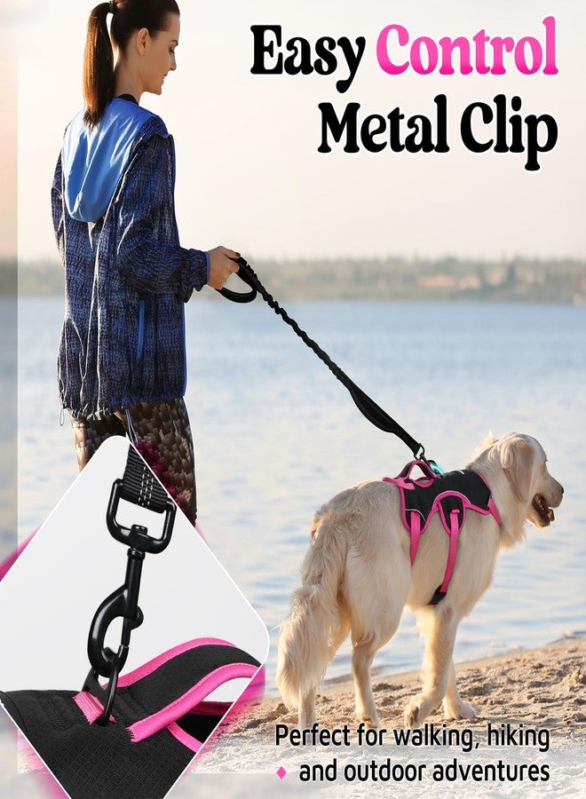 رابيتجو سرج كلاب مانع للهروب من rabbitgoo، متوسط الحجم، مبطن وناعم، يغطي كامل الجسم، عاكس للضوء، قابل للتعديل، مزود بمقبض رفع ومشبك للرباط، مناسب للمشي والتنزه والتدريب، باللونين الوردي والأسود، مقاس متوسط. - Image 5