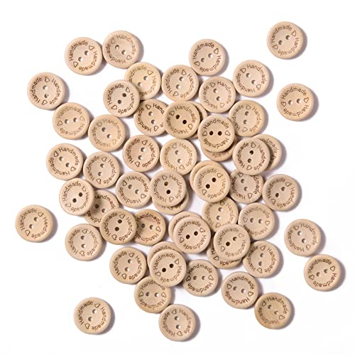 MASONEE 100pcs 34inch Handmade Wood Buttons for Crafting Sewing Round Shaped 2 Holes 20mm - Image 1