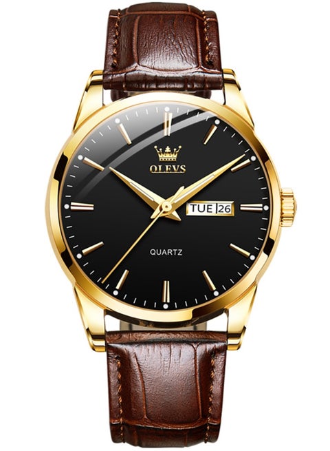 OLEVS TOP Brand Classic Quartz Watch for Men Waterproof Leather strap Calendar Sports Business Men 's Quartz Wrist Watch