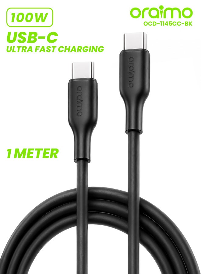 أورايمو كابل شحن RobustLine USB-C إلى USB-C 1م 100W - Image 1