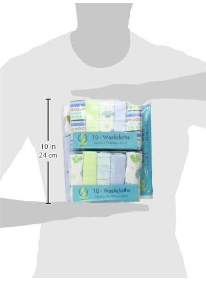 Spasilk Bath Hooded Towels & Washcloths Set for Babies, 23-Piece Gift Set, Blue - Image 2