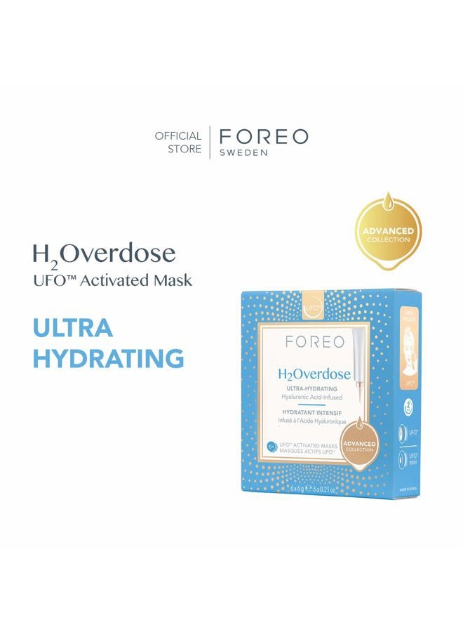 FOREO H2Overdose UFO Activated Facial Mask for Extreme Dehydration, 6 pack, Ultra-Hydrating, Moisturizing, Hyaluronic Acid + Aquaxyl, Clean Formula, Cruelty-free, Compatible with all UFO devices - Image 1