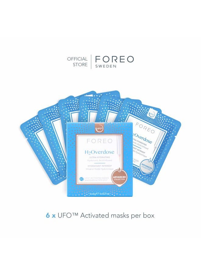FOREO H2Overdose UFO Activated Facial Mask for Extreme Dehydration, 6 pack, Ultra-Hydrating, Moisturizing, Hyaluronic Acid + Aquaxyl, Clean Formula, Cruelty-free, Compatible with all UFO devices - Image 2