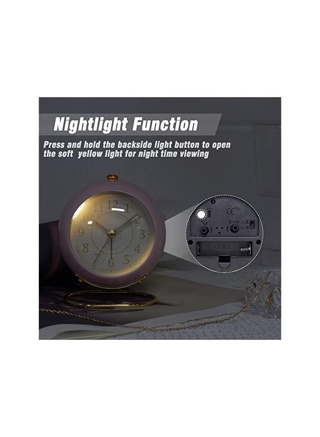 IAF Alarm Clock with Light, Silent No Ticking, Small Table Clock for Bedside/Bedroom/Living Room/Office/Travel/Kids/Room Decor Aesthetic Vintage - Image 3