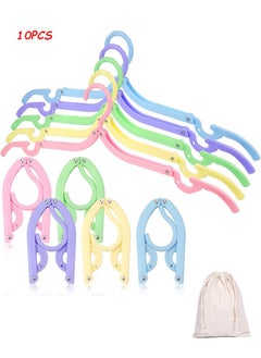 Unik 10-Piece Travel Hangers with Storage Bag, Foldable Clothes Drying Rack for Travel (Colorful 10pcs)  - Image 1