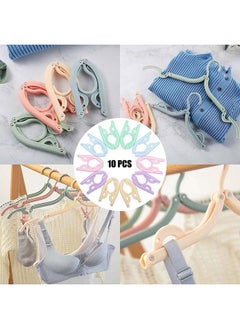 Unik 10-Piece Travel Hangers with Storage Bag, Foldable Clothes Drying Rack for Travel (Colorful 10pcs)  - Image 3