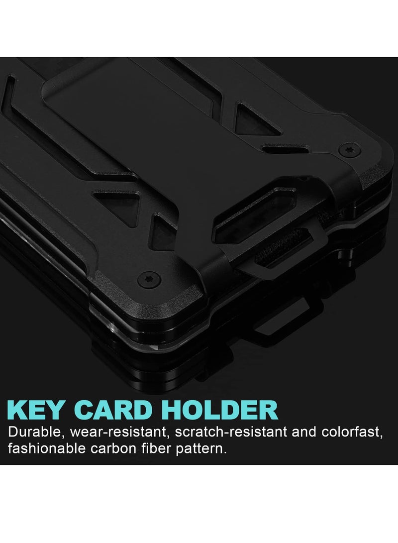 KASTWAVE Key Card Holder for Tesla Model 3 Y ID Badge Holders Protection Large Capacity Metal Case Upgrade Aluminum Alloy Accessories Key Fob Cover with Carbon Fiber Pattern (Black)  - Image 4