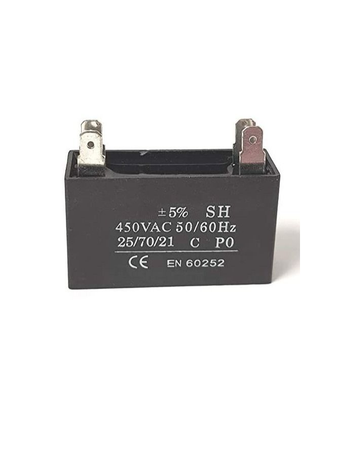 High Quality Rectangle Shaped 2 Pin Fan Capacitor 450 VAC | Black (2 PIN 4MFD (4µF))  - Image 2