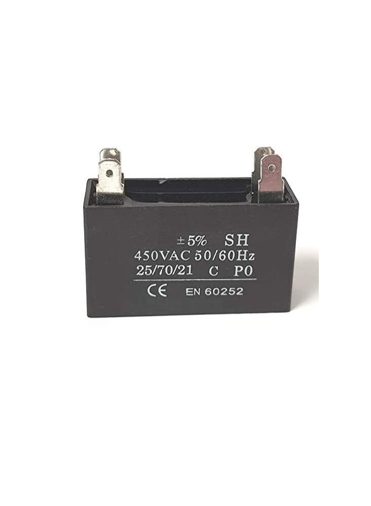 High Quality Rectangle Shaped 2 Pin Fan Capacitor 450 VAC | Black (2 PIN 4MFD (4µF))  - Image 1