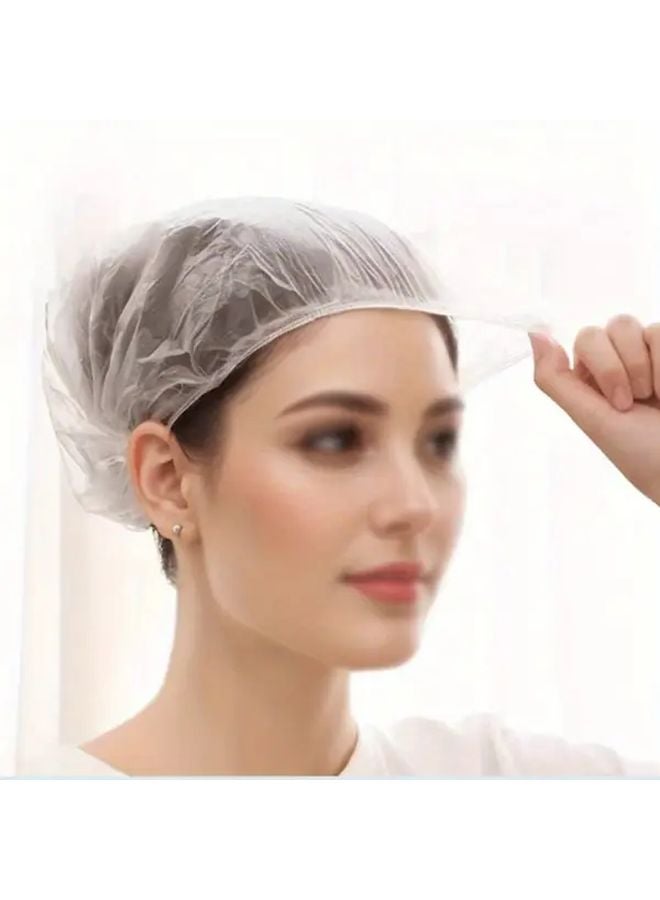 أغطية رأس مطبخ بيضاء قابلة للتخلص 99 قطعة، مقاومة للماء والزيت، قابلة للتعديل برباط للطهي والاستحمام - Image 3