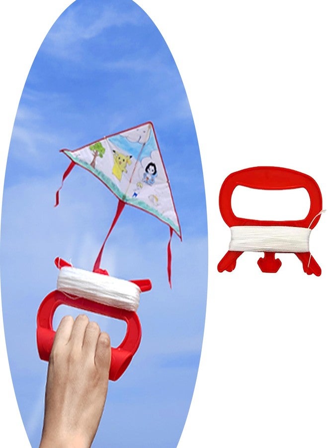 Setaria Viridis 2-Pack 328ft Children Kite Reel Winder Kite Line Kite String Handle Winder Winding Reel Grip Wheel Professional Outdoor Garden Kite Accessories D Shape Blace Winder Handle (4.5 inch) (red) - Image 3