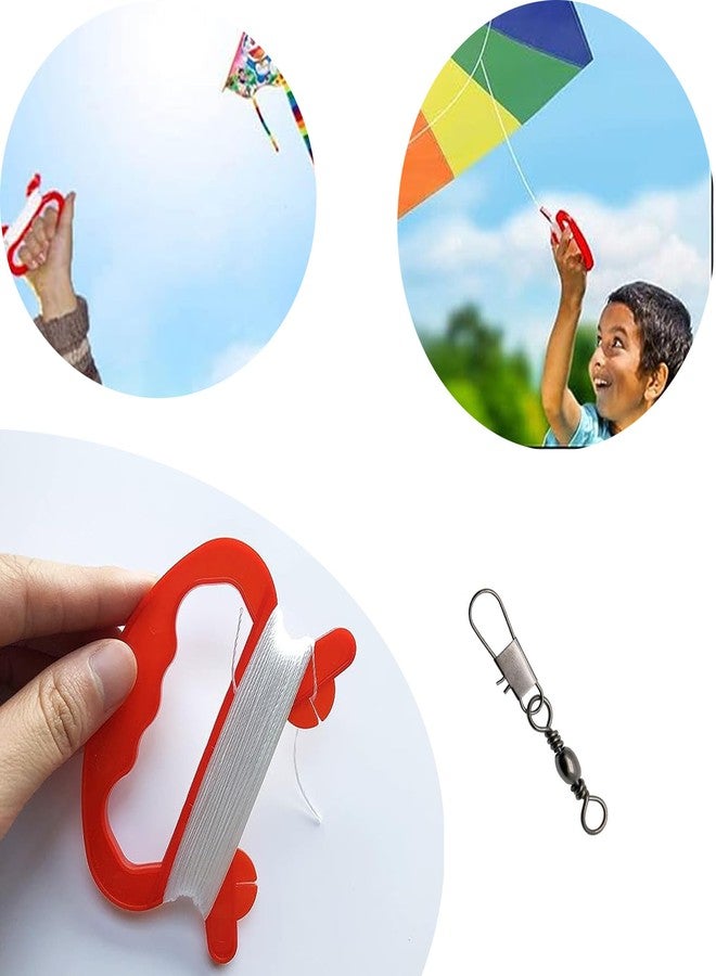 Setaria Viridis 2-Pack 328ft Children Kite Reel Winder Kite Line Kite String Handle Winder Winding Reel Grip Wheel Professional Outdoor Garden Kite Accessories D Shape Blace Winder Handle (4.5 inch) (red) - Image 5