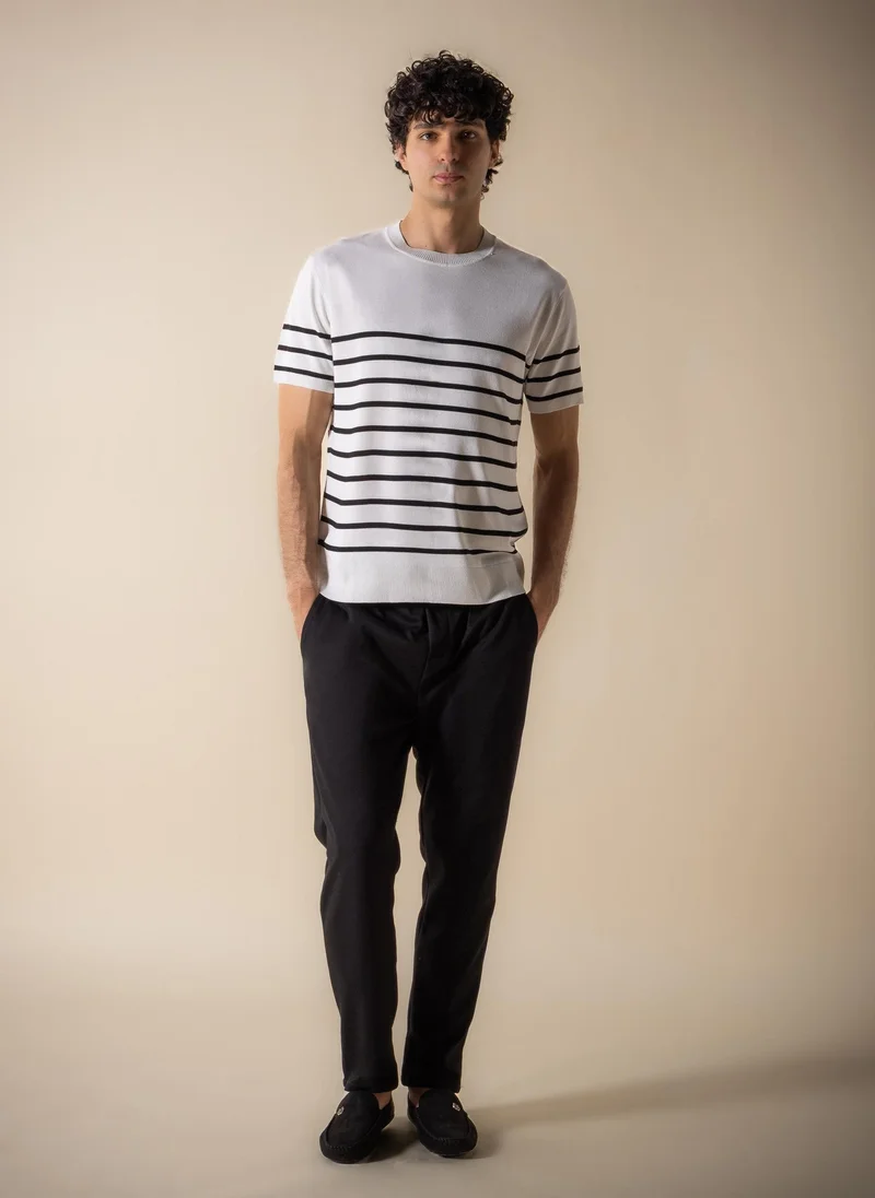 SHAPES FINE KNIT STRIPE T-SHIRT