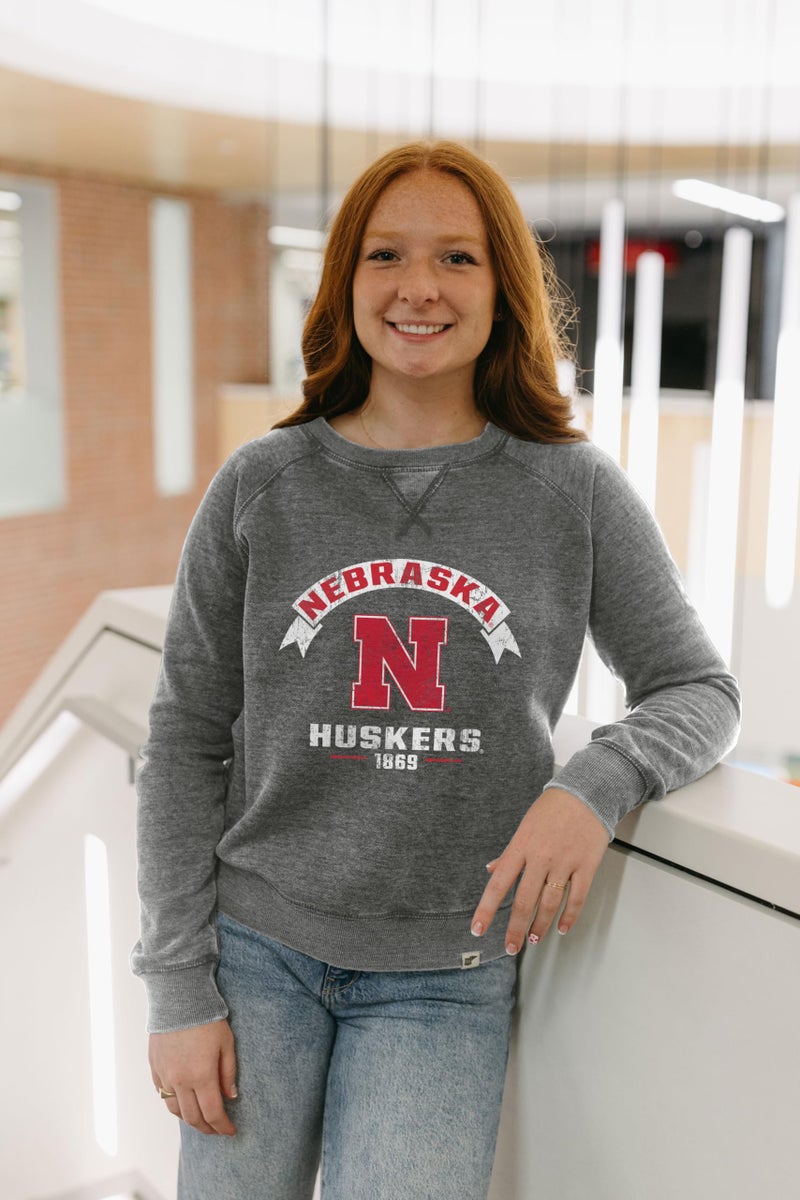 Blue 84 Nebraska Cornhuskers NCAA Officially Licensed Women's Crewneck Sweatshirt Burnout Vintage Scholar, X-Large - Image 1