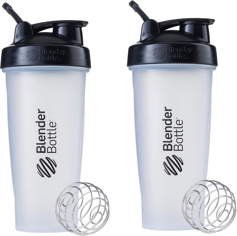 BlenderBottle زجاجة خلط بلندر بوتل كلاسيك مثالية لمخفوقات البروتين وما قبل التمرين سعة 28 أونصة - شفافة/سوداء - عبوة من 2 - Image 1