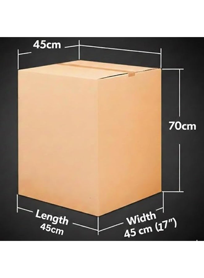 Dehaven Large Double Wall Moving Boxes, 5-Ply Corrugated Cardboard, 45x45x70 cm, 32 KG Capacity, Brown, for Packing, Shipping and Storage - Image 2