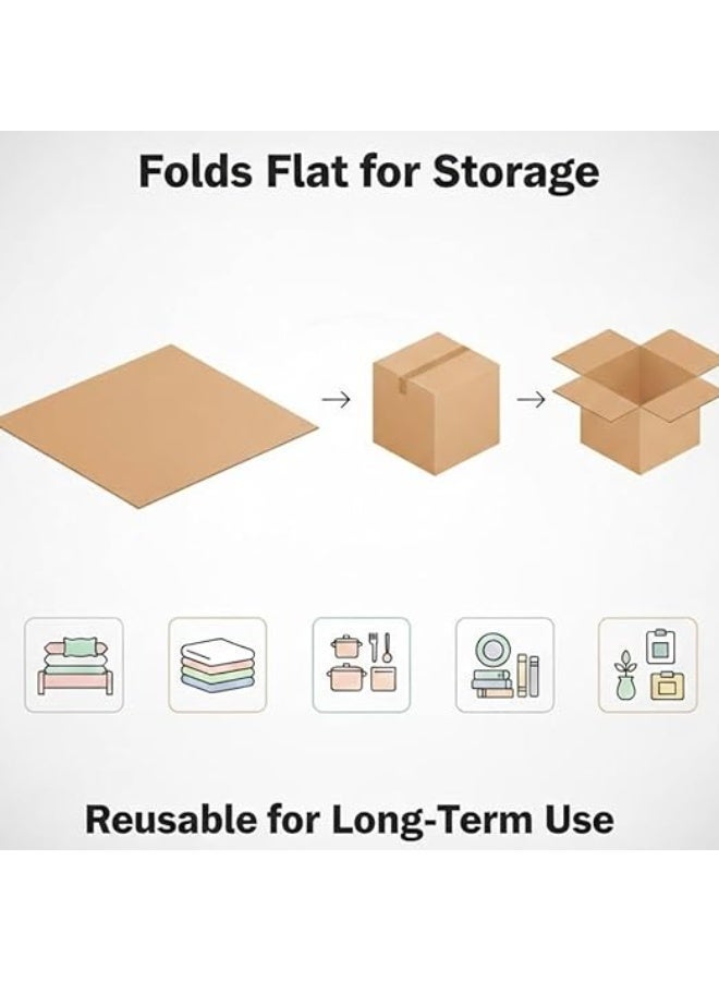 Dehaven Large Double Wall Moving Boxes, 5-Ply Corrugated Cardboard, 45x45x70 cm, 32 KG Capacity, Brown, for Packing, Shipping and Storage - Image 4