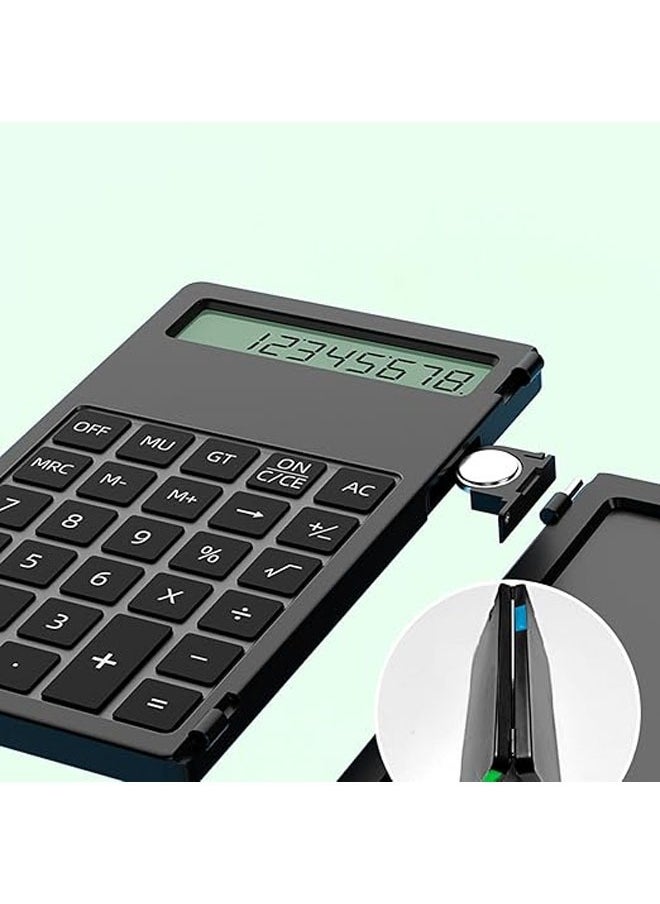 Generic Electronic Notepad Calculator with Erasable Writing Notepad, Portable Folding LCD Whiteboard 12 Digit Clear Screen Pocket Scientific Calculator Black  - Image 2