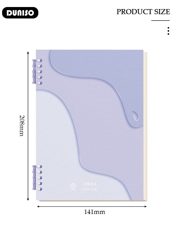 DUNISO A5 Loose-leaf Spiral Notebook Binder,Refillable Loose Leaf Planner,60 Sheets Thickened horizontal Pages Diary Round Hole Removable Loose-Leaf Notebook Business Notebook for Student Office Writing  - Image 4