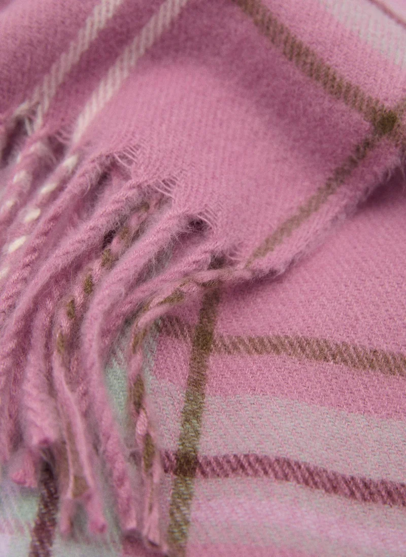 MANGO Fringed Ends Check Scarf