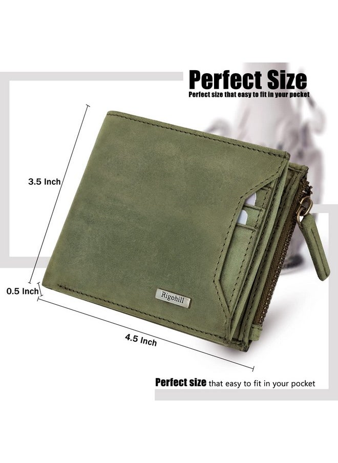 Rigohill RIGOHILL Cuba Olive Leather Wallet for Men | RFID Blocking Mens Wallet | Wallets Men Leather  - Image 4