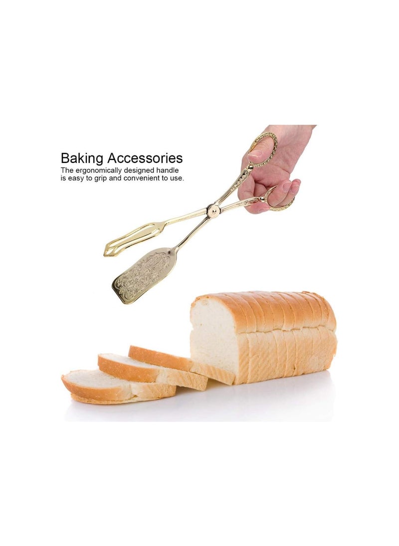 Generic - Gold Serving Tongs, Zinc Alloy Buffet Bread Clip Serving Salad Food Tongs for Serving Food Bread Cake, 23cm/9.1in x 5cm/2.0in - Image 1