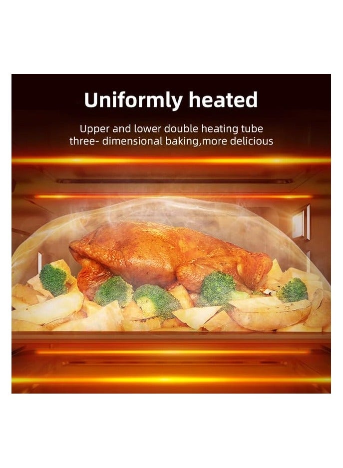 دينكس فرن رقمي يعمل باللمس سعة 48 لتر و قوة 2000 واط , متعدد الوظائف مصنوع من الفولاذ المقاوم للصدأ، مزود بمؤقت - تحميص - خبز - شواء، 10 أوضاع قابلة للبرمجة، طهي بالبخار، خبز، شواء وإعادة تسخين - مزود بوظيفة مشواة قوية مع صينية للفتات - Image 5