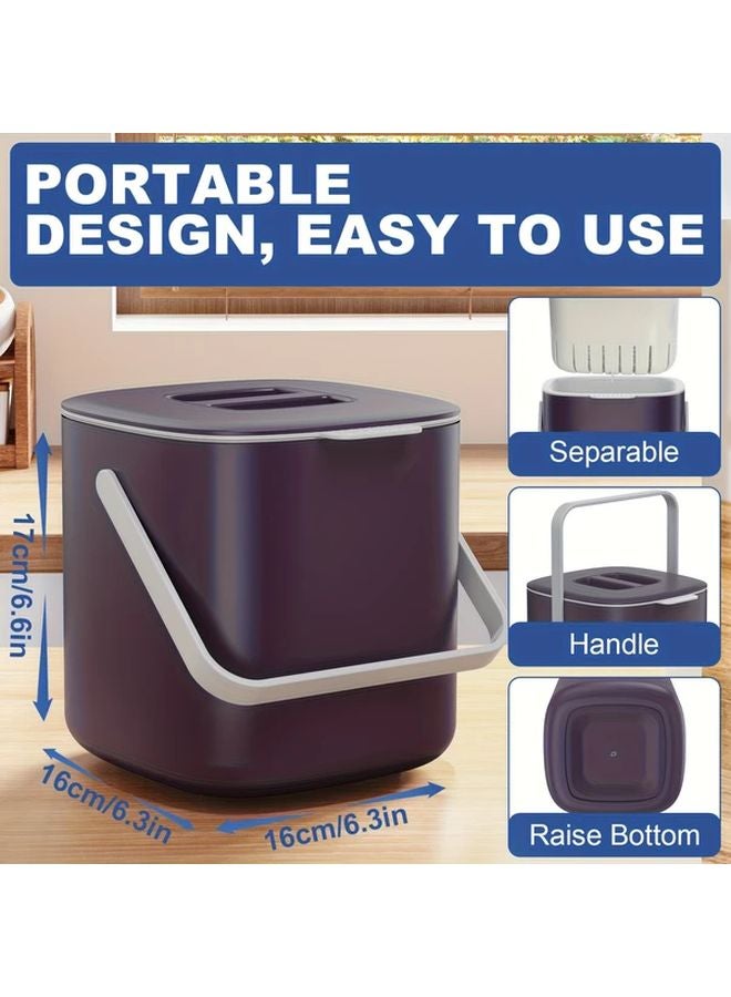 Gray Kitchen Compost Bin With Removable Lid Inner Basket Easy Clean Odor Resistant - Image 4