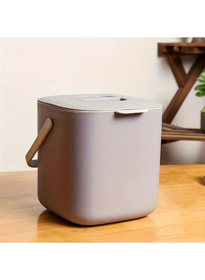 Gray Kitchen Compost Bin With Removable Lid Inner Basket Easy Clean Odor Resistant - Image 1
