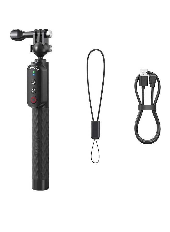 aMagisn Bluetooth Remote Selfie Stick Compatible with Insta360/GoPro/Smartphones – 10m Waterproof, 96H Battery, 4 Mount Options, Magnetic Charging, iOS & Android Control(Ball head three-prong) - Image 1