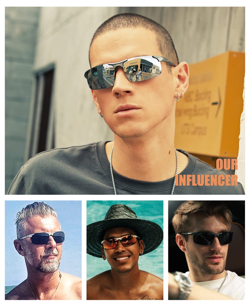 DUCO Mens Sports Polarized Sunglasses UV Protection Sunglasses for Men 8177s(Gunmetal Frame Mirror Lens) - Image 2