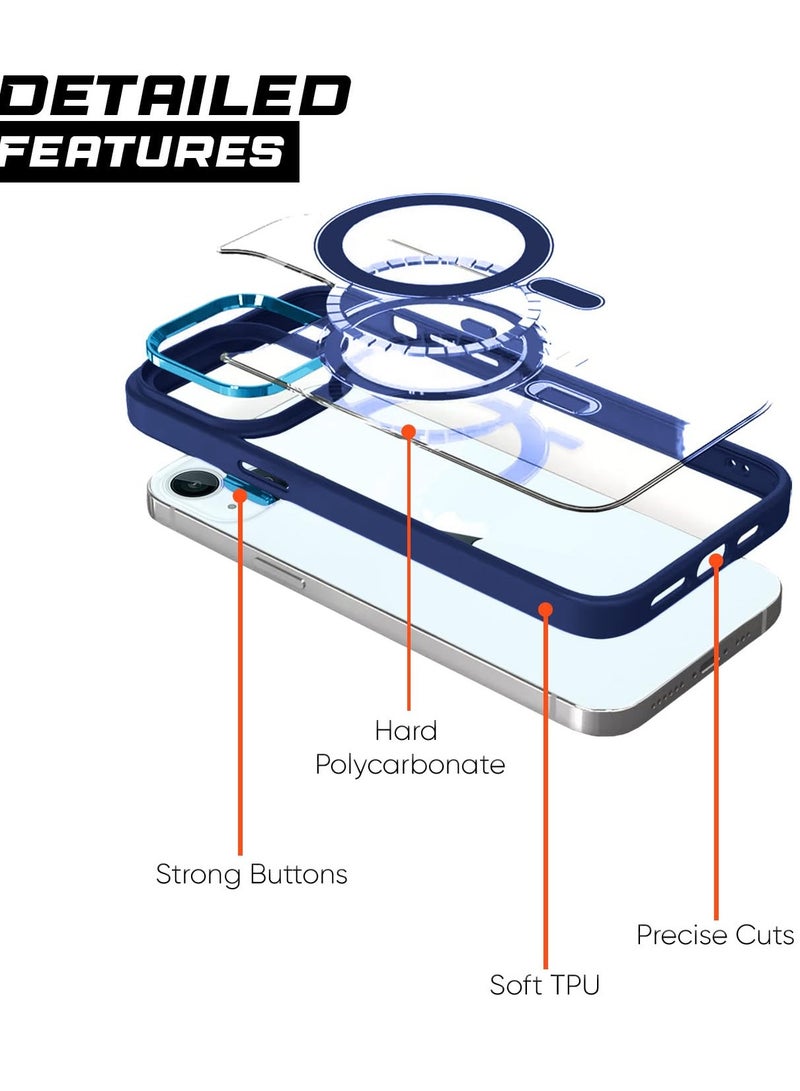 جراب iPhone 15 Tough Case [Magnetic Fusion] - غطاء واقٍ متين مقاوم للصدمات مع ظهر شفاف، متوافق مع MagSafe، حماية رفيعة وقوية من السقوط لجهاز iPhone 15 (6.1 بوصة) - أزرق - Image 4