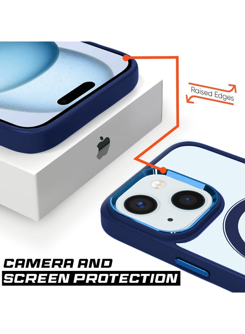 جراب iPhone 15 Tough Case [Magnetic Fusion] - غطاء واقٍ متين مقاوم للصدمات مع ظهر شفاف، متوافق مع MagSafe، حماية رفيعة وقوية من السقوط لجهاز iPhone 15 (6.1 بوصة) - أزرق - Image 5