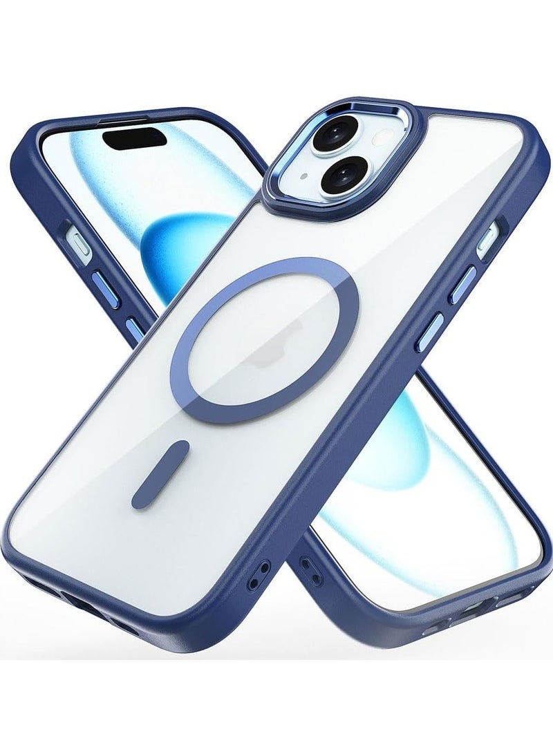 جراب iPhone 15 Tough Case [Magnetic Fusion] - غطاء واقٍ متين مقاوم للصدمات مع ظهر شفاف، متوافق مع MagSafe، حماية رفيعة وقوية من السقوط لجهاز iPhone 15 (6.1 بوصة) - أزرق - Image 1