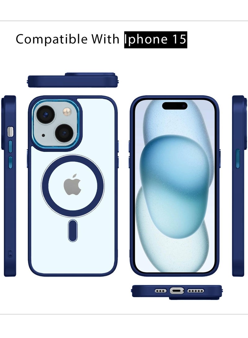 جراب iPhone 15 Tough Case [Magnetic Fusion] - غطاء واقٍ متين مقاوم للصدمات مع ظهر شفاف، متوافق مع MagSafe، حماية رفيعة وقوية من السقوط لجهاز iPhone 15 (6.1 بوصة) - أزرق - Image 2
