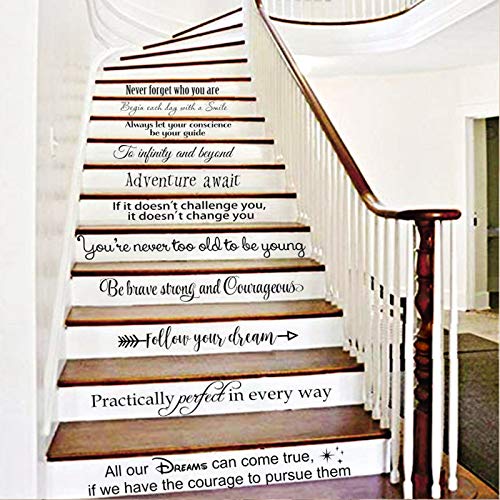 BATTOO Stairway Decals Die Cut Inspirational Quotes Vinyl Wall Sticker for Stairs Staircase Decor Set 11 Family Decor Home Art Housewarming Gift up to 28" Wide and 4" Tall - Image 4