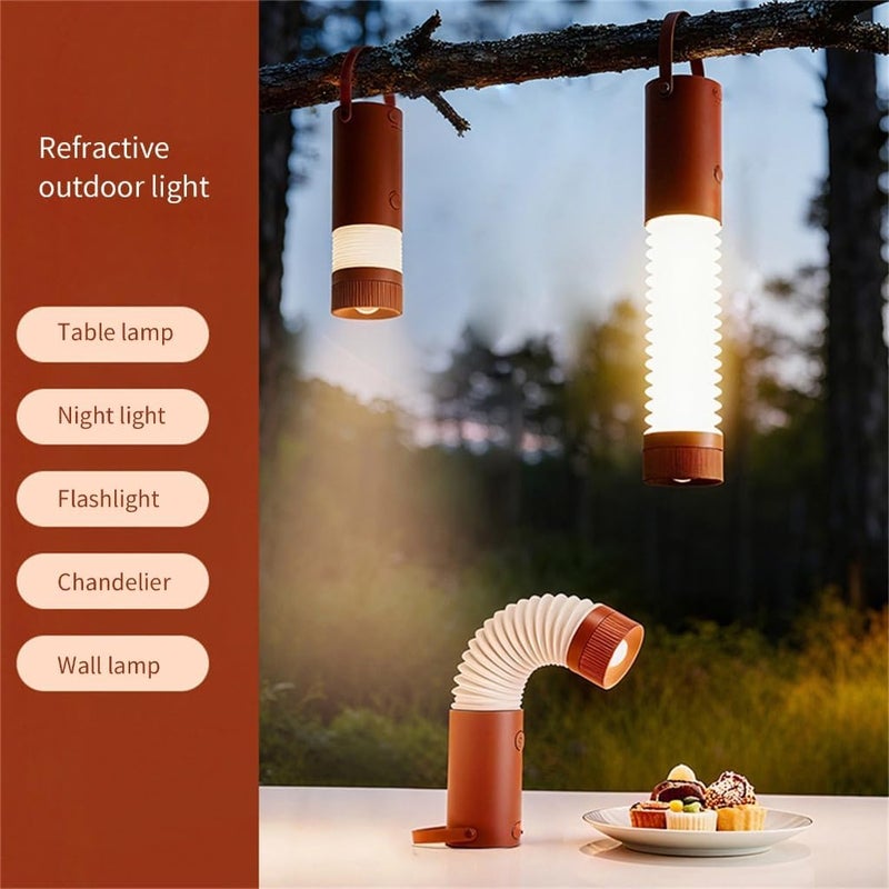 Portable Outdoor Hanging Light Folding Flashlight Accordion Desk Lamp for Camping Hiking and Night Walks Enduring (Red) - Image 2