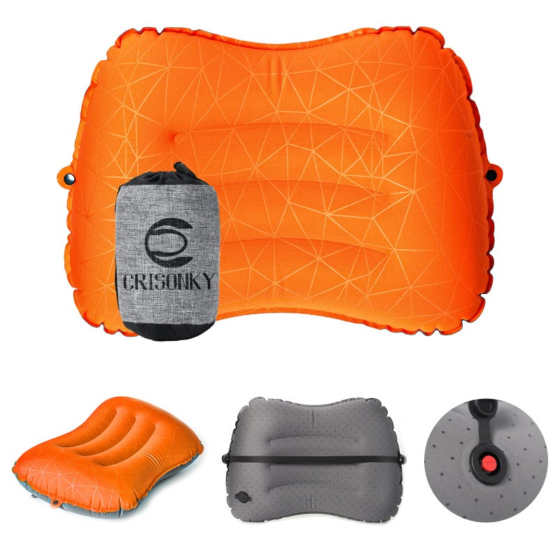 Crisonky Crisonky Camping Pillow  Inflatable Pillow  Travel Pillows for Backpacking  Airplane Lumbar Support 20 Blow Up Pillows Ultralight Compressible Comfortable Ergonomic Pillow