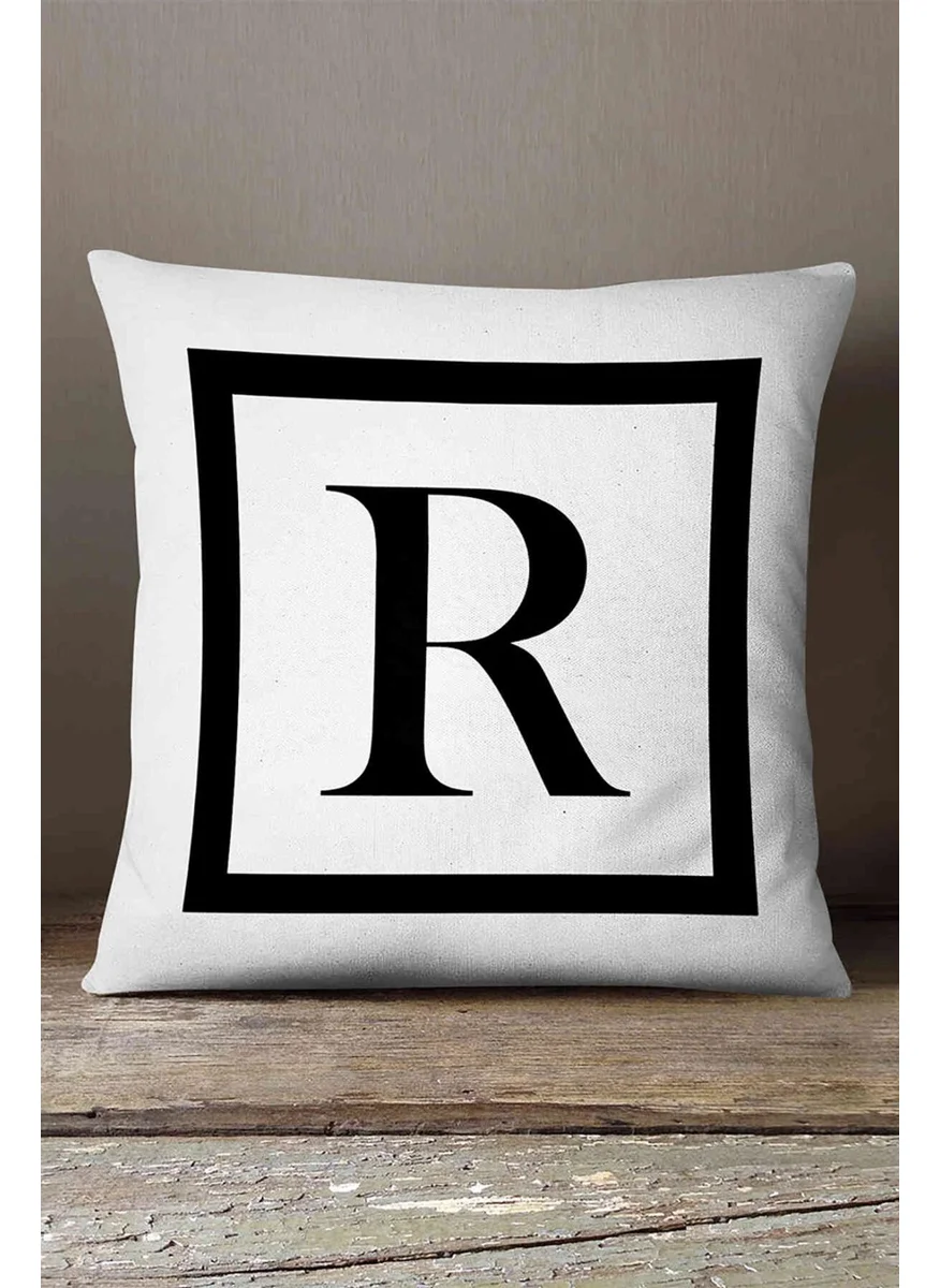 İnsense Home Velvet Babyface Double Sided Black and White Letter Digital Printed Throw Pillow Cover - R