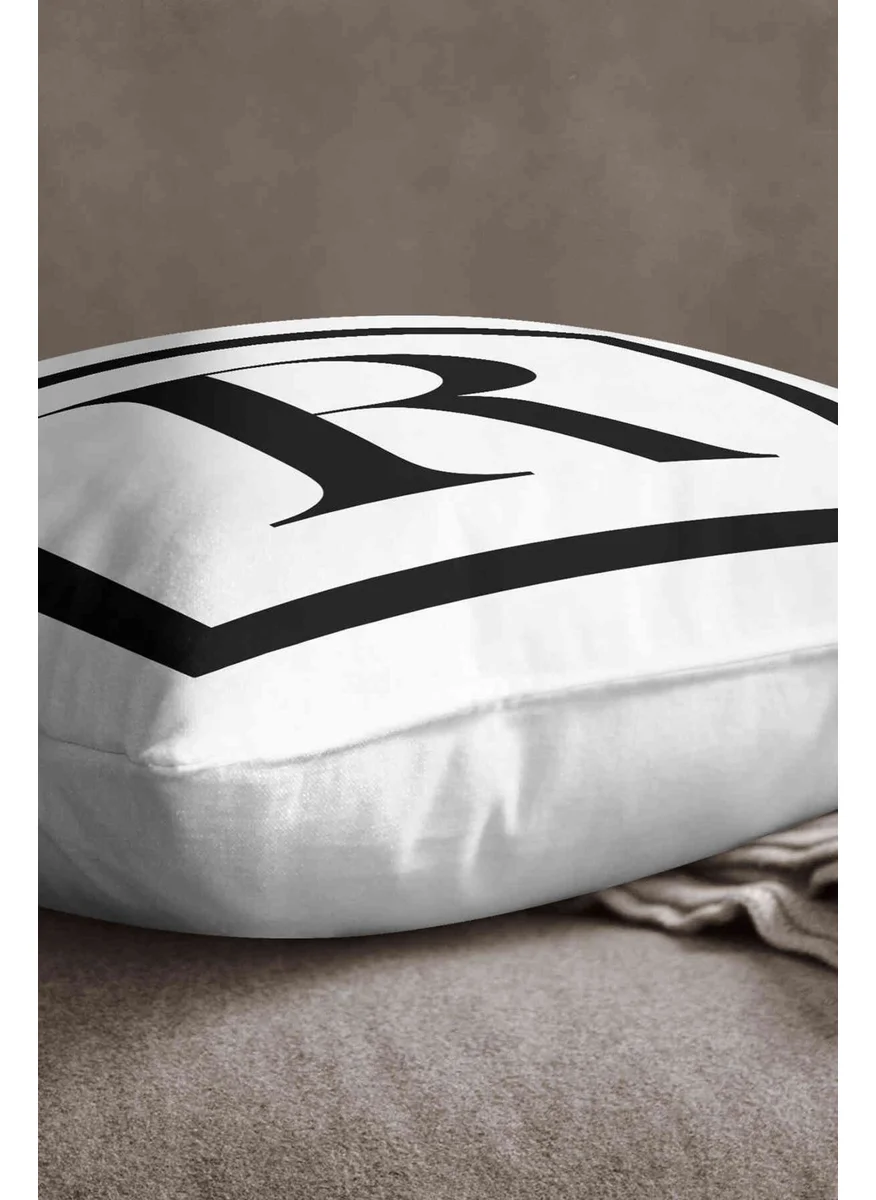 İnsense Home Velvet Babyface Double Sided Black and White Letter Digital Printed Throw Pillow Cover - R