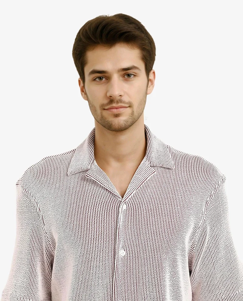 Rare Rabbit Men's Boxy Fit Self Stripe Textured Shirt