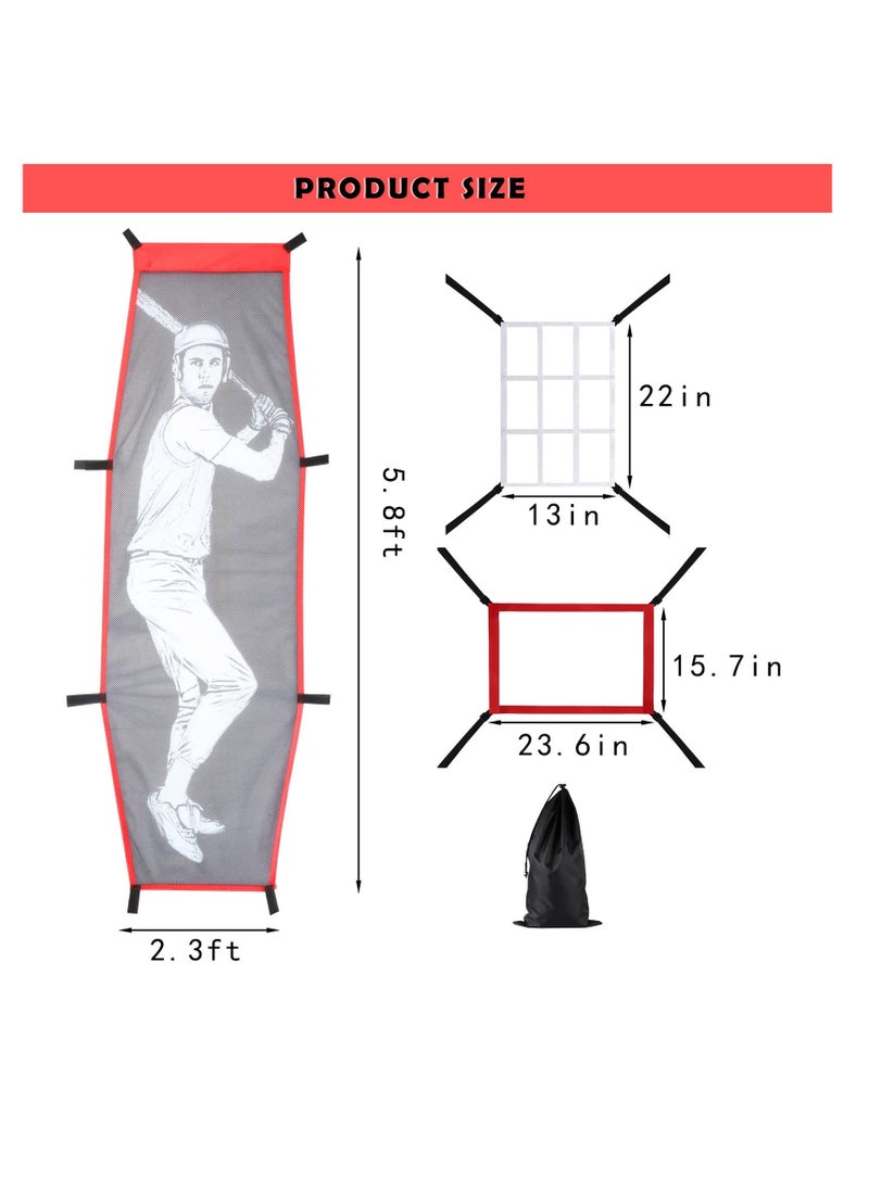 KASTWAVE - 4 Pcs Baseball Pitching Net Set, Baseball Backstop Softball Practice Net, Target Dummy Batter Training Aids with Adjustable 9 Hole Pitching Net Strike Zone, Portable Hitting Trainer - Image 1