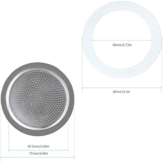 EASYWORKZ Stovetop Espresso Maker Replacement Silicone 1012 Cup Size Gasket Seals And Filter Screen For Moka Pot - Image 2