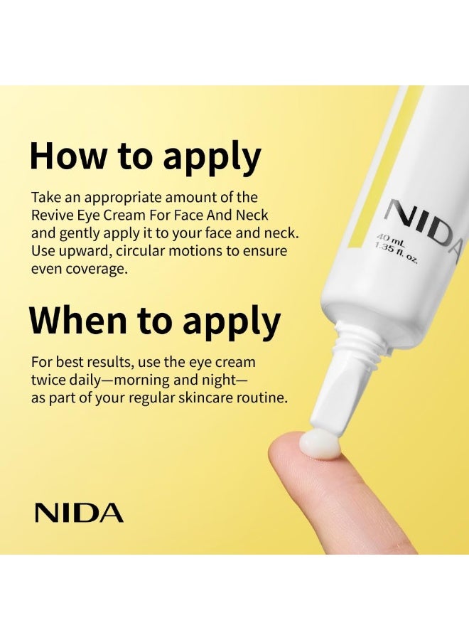 نيدا كريم العيون لإحياء الوجه والرقبة. حلول البروبيوتيك، الشبكية، الببتيد. التجاعيد، الخطوط الدقيقة، دوران الخلايا، نسيج الجلد الثابت، الجلد المشع، الاحتفاظ بالرطوبة. 1.35 أوقية فلورية، 40 مل - Image 5