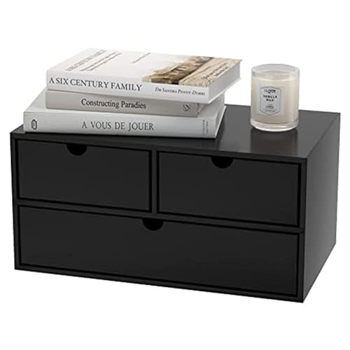 Wisuce Bamboo Desk Organizer - Mini Bamboo Desk Drawer Tabletop Cosmetic Storage Organization for Office or Home Black - Image 1